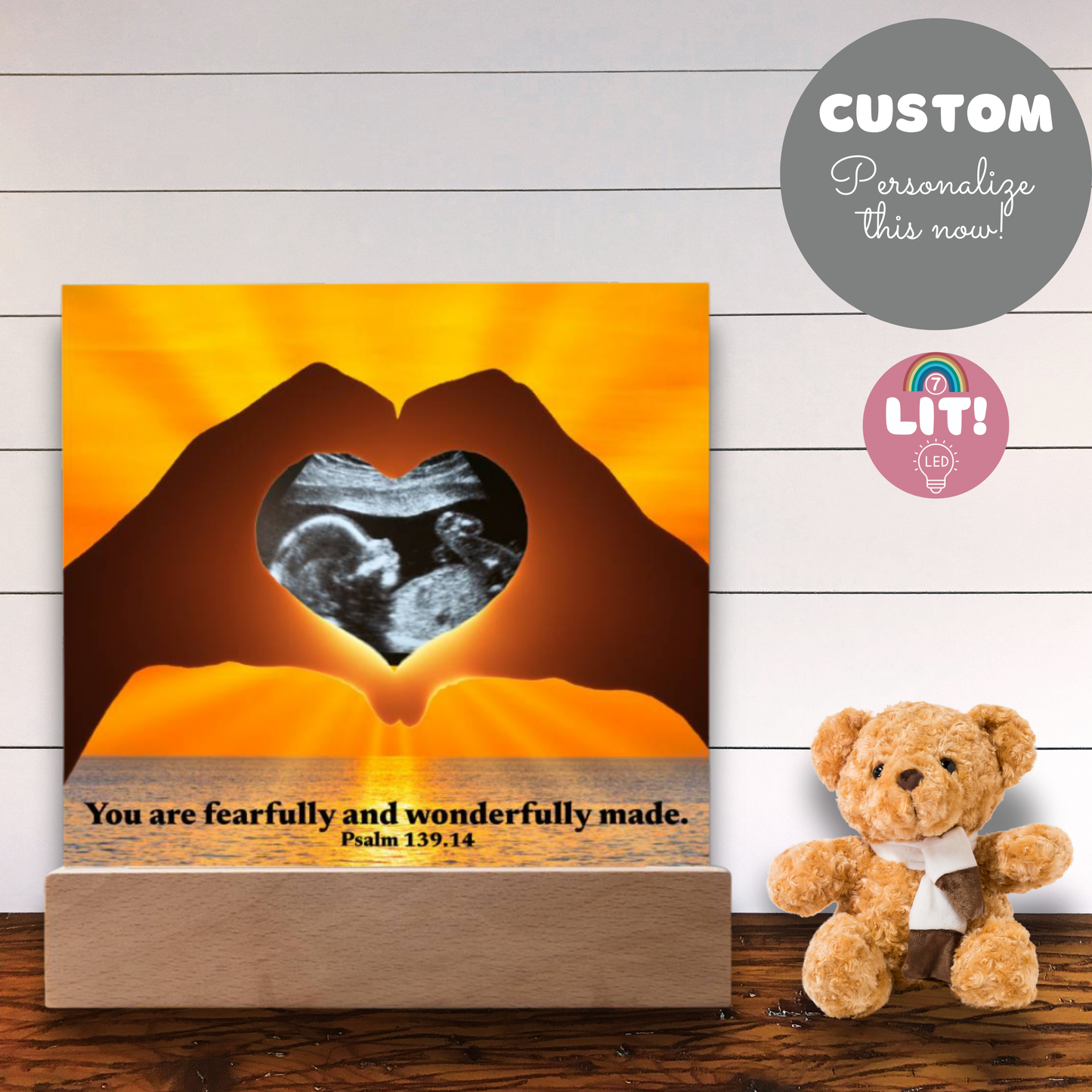 For Mom to Be or Baby| Wonderfully Made Psalm 139.14 Personalized Scan Sonogram Ultrasound Pic | Christian Gift Mother’s Day, Baby Shower, Christmas