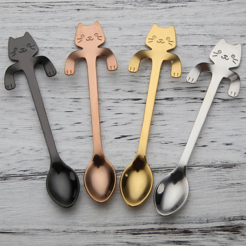 CUILLÈRES À THÉ POUR CHAT EN ACIER INOXYDABLE