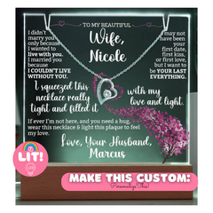 To my Wife Custom Keepsake Plaque & Necklace Gift Bundle