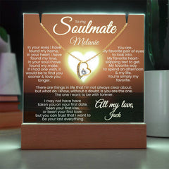 To my Soulmate PERSONALIZE Names: Forever Love Necklace (White or Yellow Gold) & Personalized Keepsake Light w Heart Sunset.