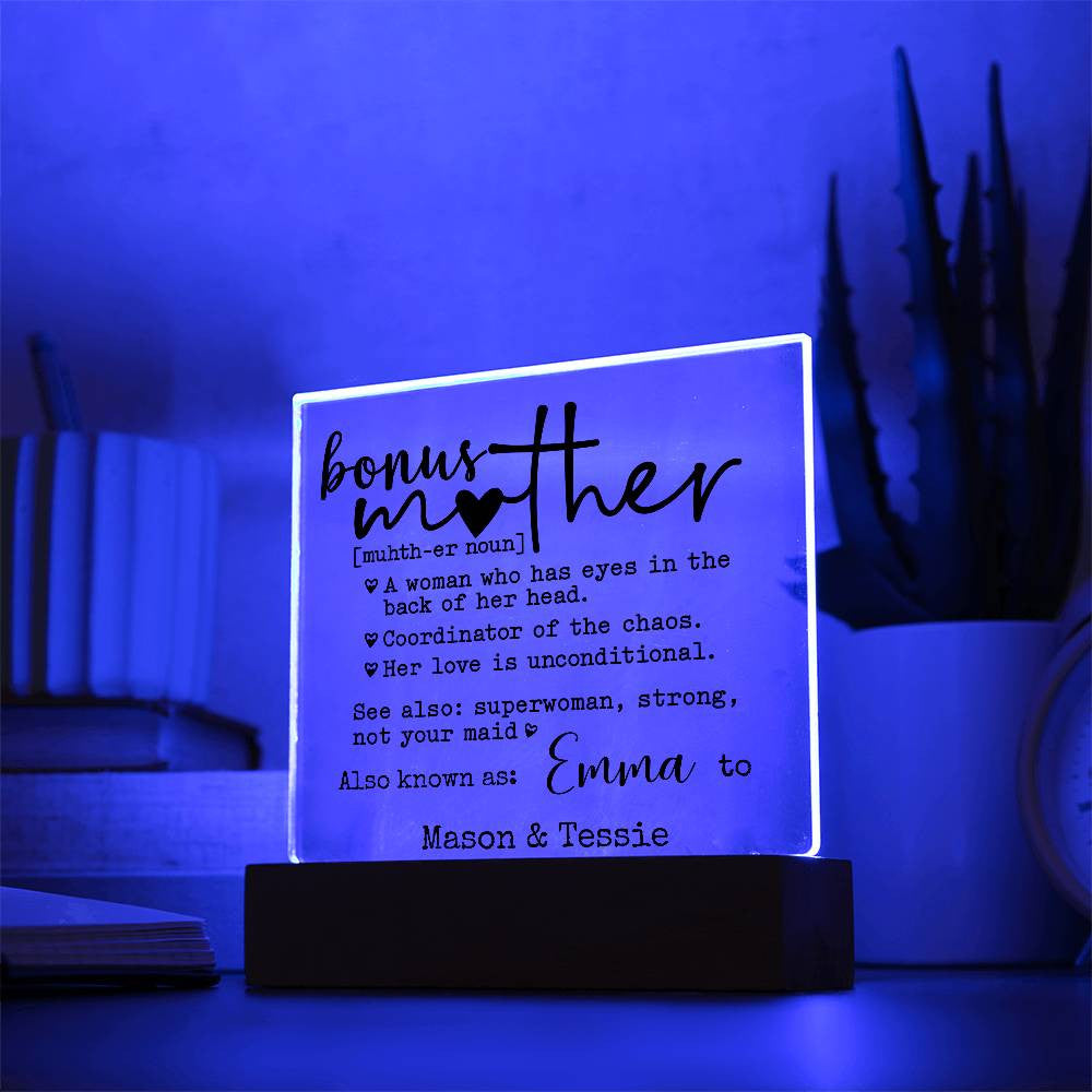 Bonus Mother Personalized Definition Keepsake Plaque | Custom bonus mom & kids names | Mother’s Day, Birthday,Christmas