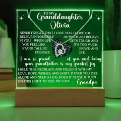 Granddaughter Custom Lit Keepsake Message Plaque & Necklace Gift Bundle