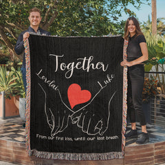 Personalized Together Pinky Hold Hands Heirloom Woven Blanket