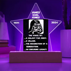 Keepsake Star LED Light - James Earl Jones In Memorium The voice of: a galaxy far away. a villain.the imagination of a . generation.an enduring legacy