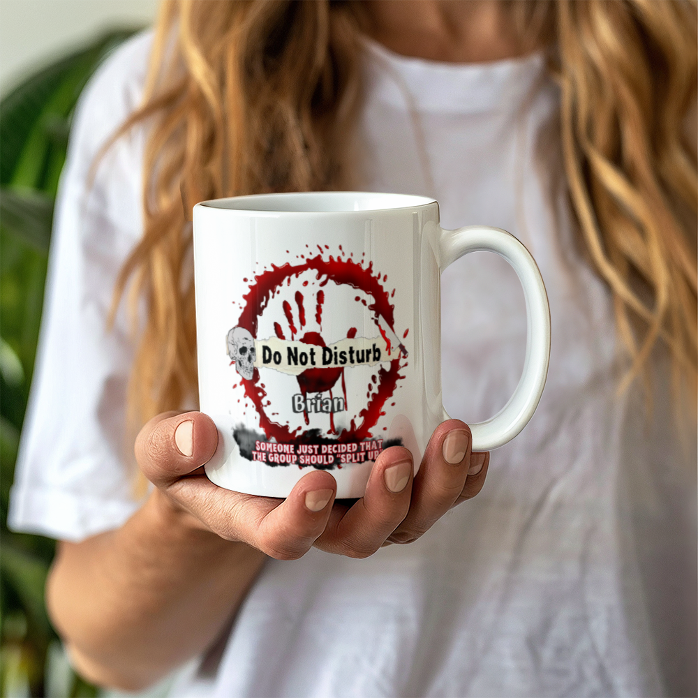 Personalize this today for the Halloween-Horror Movie-Book Lover in your life - Do Not Disturb Bloody Ceramic Mug