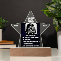 Keepsake Star LED Light - James Earl Jones In Memorium The voice of: a galaxy far away. a villain.the imagination of a . generation.an enduring legacy