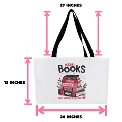 For Her Personalized Weekender Tote Bag Books are Addicted to Me | Book lover, Book worm, Friend, Bestie, Daughter, Niece, Aunt, Mom, Grandmother