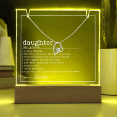 Daughter Definition Custom Lit Keepsake & Necklace Gift Bundle