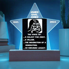 Keepsake Star LED Light - James Earl Jones In Memorium The voice of: a galaxy far away. a villain.the imagination of a . generation.an enduring legacy