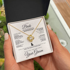 To my Bride on our Wedding Day - Beautiful Love Knot Necklace (Yellow or White Gold) From Groom Wife-to-be Husband-to-be Special gift for her