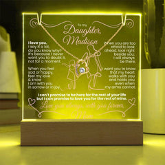 Personalized to My Daughter Silhouettes Keepsake Light & Necklace Gift Bundle|Forever Love Heart Necklace-White Gold or Yellow Gold option | Love you forever