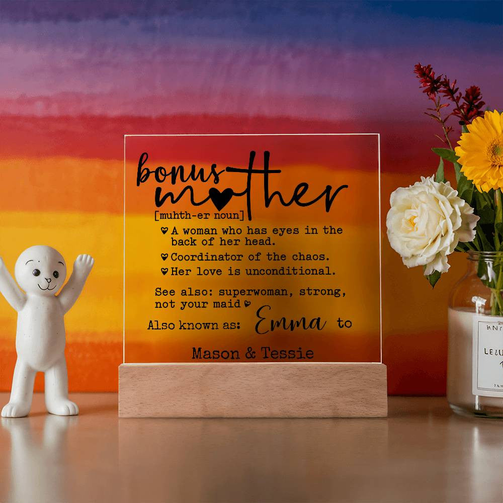Bonus Mother Personalized Definition Keepsake Plaque | Custom bonus mom & kids names | Mother’s Day, Birthday,Christmas