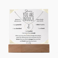 You are Enough Lit Personalized Affirmation Message & Alluring Beauty Necklace Gift Bundle