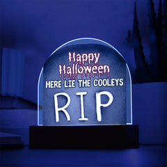 Personalized & Lit Happy Halloween from YOUR FAMILY NAME Tombstone Light Sign