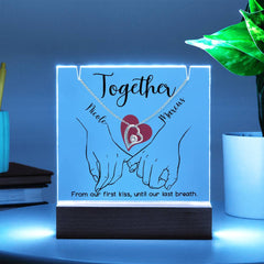 Together Pinky Hold (Black Font) Custom Keepsake Plaque & Necklace Gift Bundle