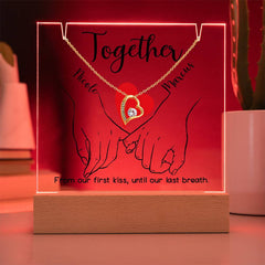 Together Pinky Hold (Black Font) Custom Keepsake Plaque & Necklace Gift Bundle