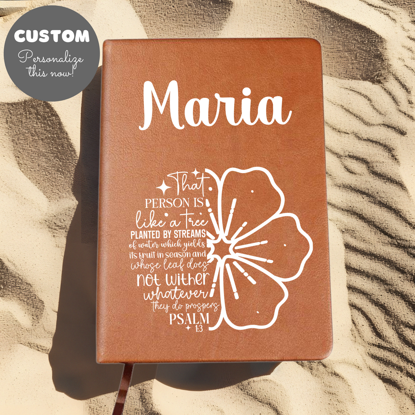 Psalm 3:1 Bible Verse Journal + Personalized Name| Gift for Her, Gift for Him, Christian Faith, Flower Graphic, Whatever they do prospers