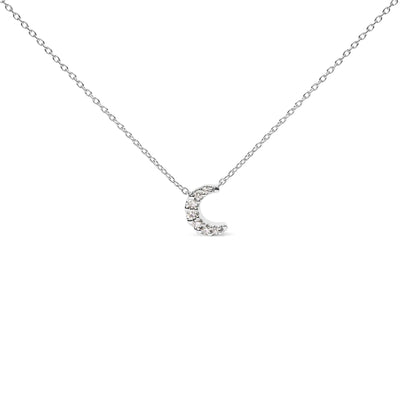 10K White Gold Diamond Accented Crescent Moon Shaped 18