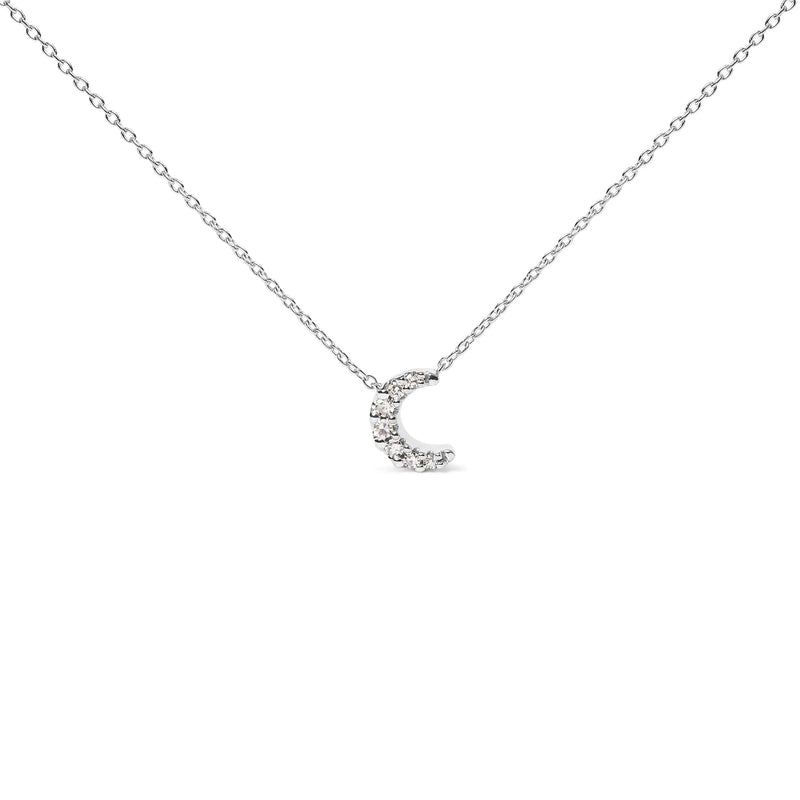 10K White Gold Diamond Accented Crescent Moon Shaped 18