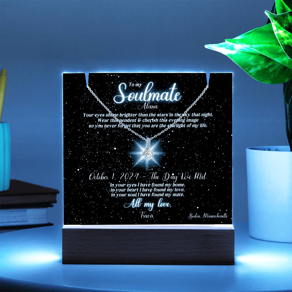 Soulmate Lit Personalized Starlight Sky of Special Night & Message, and Alluring Beauty Necklace Keepsake