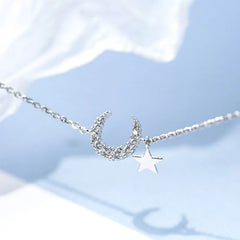 OBEAR Silver-Plated Moon and Star Zirconia Bracelet